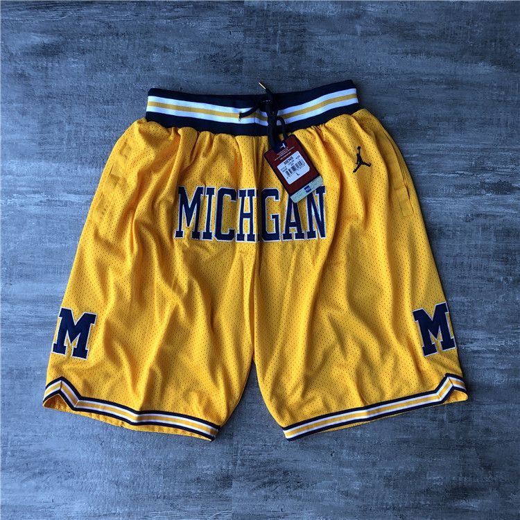 Men 2021 Michigan Yellow Shorts->more jerseys->NBA Jersey
